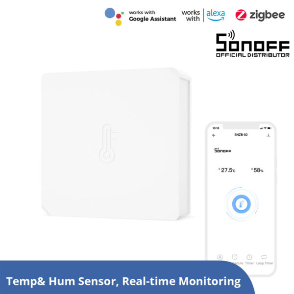 GloboStar® 80048 SONOFF SNZB-02-R3 – Zigbee Wireless Temperature & Humidity Sensor Real Time Monitoring