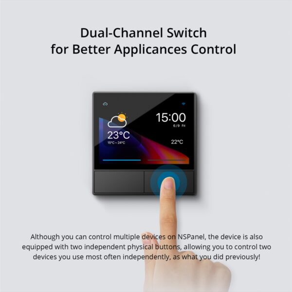 GloboStar® 80058 SONOFF NSPanel-R2-2022-EU – Wi-Fi Smart Scene Wall Switch(86/EU Type) – Integrated HMI Panel – Smart Temperature Control