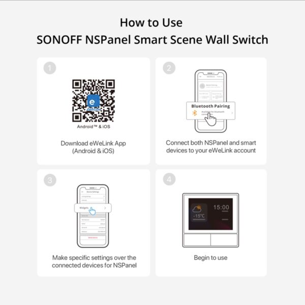 GloboStar® 80058 SONOFF NSPanel-R2-2022-EU – Wi-Fi Smart Scene Wall Switch(86/EU Type) – Integrated HMI Panel – Smart Temperature Control