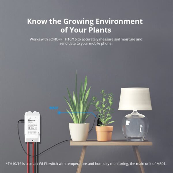 GloboStar® 80059 SONOFF MS01 – Smart Soil Moisture Sensor TH Sensor for TH10 & TH16 Models