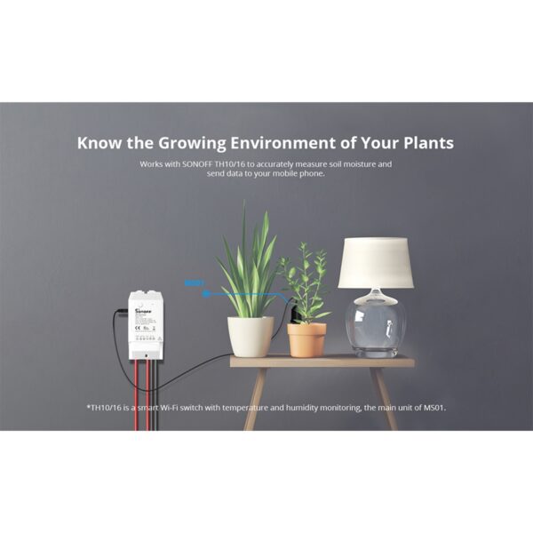 GloboStar® 80059 SONOFF MS01 – Smart Soil Moisture Sensor TH Sensor for TH10 & TH16 Models