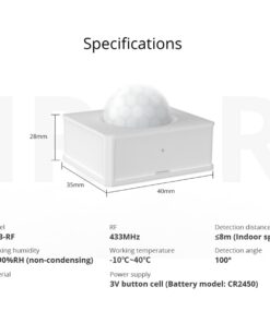 GloboStar® 80064 SONOFF PIR3-RF – Smart 433MHZ RF PIR Motion Sensor 6m/110° Detection