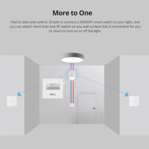 GloboStar® 80065 SONOFF T2EU1C-RF – 433MHz Wireless Smart Wall Touch Button Switch 1 Way – RF Series