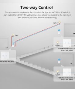 GloboStar® 80065 SONOFF T2EU1C-RF – 433MHz Wireless Smart Wall Touch Button Switch 1 Way – RF Series