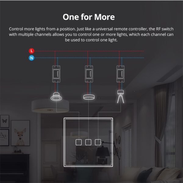 GloboStar® 80066 SONOFF T2EU2C-RF – 433MHz Wireless Smart Wall Touch Button Switch 2 Way – RF Series