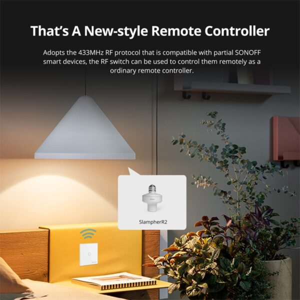 GloboStar® 80066 SONOFF T2EU2C-RF – 433MHz Wireless Smart Wall Touch Button Switch 2 Way – RF Series