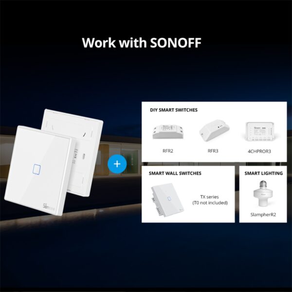 GloboStar® 80066 SONOFF T2EU2C-RF – 433MHz Wireless Smart Wall Touch Button Switch 2 Way – RF Series