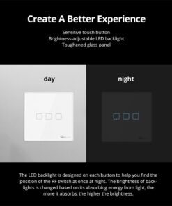 GloboStar® 80065 SONOFF T2EU1C-RF – 433MHz Wireless Smart Wall Touch Button Switch 1 Way – RF Series