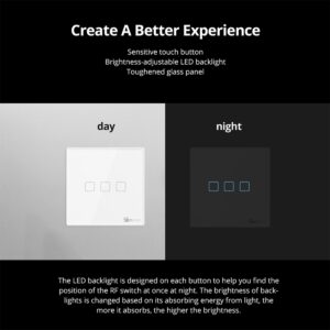 GloboStar® 80065 SONOFF T2EU1C-RF – 433MHz Wireless Smart Wall Touch Button Switch 1 Way – RF Series