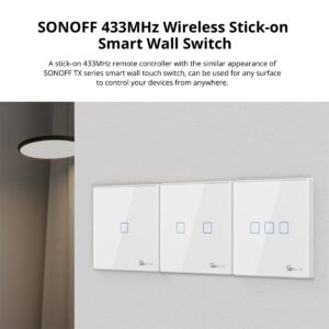 GloboStar® 80066 SONOFF T2EU2C-RF – 433MHz Wireless Smart Wall Touch Button Switch 2 Way – RF Series