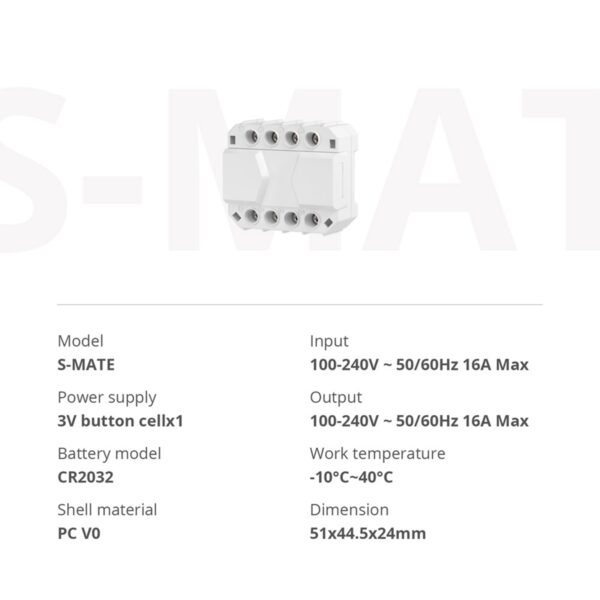 GloboStar® 80070 SONOFF S-MATE – Switch Mate 16A/3500W