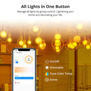GloboStar® 80072 SONOFF B05-BL-A60 – LED BULB E27 A60 806lm 9W WiFi+Bluetooth RGBW (RED + Green + Blue + Cool White) Dimming Smart Bulb RGBW