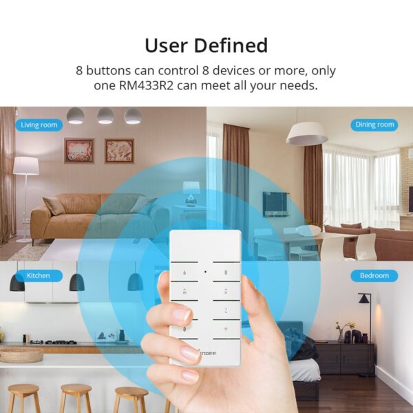 GloboStar® 80074 SONOFF RM433R2 – Remote Controller RF 433Mhz 8 Key (Battery Included)