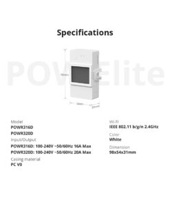 GloboStar® 80079 SONOFF POW Elite POWR316D Smart WiFi Real Time Power Consumption AC 100-240V MAX 16A