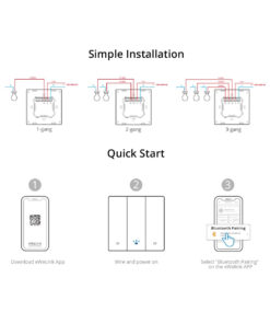 GloboStar® 80089 SONOFF M5-3C-80 SwitchMan Mechanical Smart Switch WiFi & Bluetooth AC 100-240V Max 6A 1320W (2A/Way) 3 Way