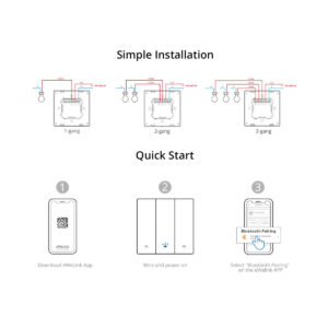 GloboStar® 80089 SONOFF M5-3C-80 SwitchMan Mechanical Smart Switch WiFi & Bluetooth AC 100-240V Max 6A 1320W (2A/Way) 3 Way