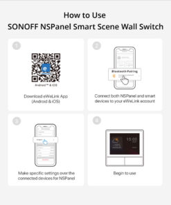 GloboStar® 80096 SONOFF NSPanel-EUW – Wi-Fi Smart Scene Wall Switch (86/EU Type) – Integrated HMI Touch Panel – Smart Controller & Gateway for All Smart Devises