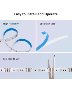 GloboStar® 80098 SONOFF L3-5M RGB Smart LED Strip Light WiFi 2.4GHz 90 SMD/M 5050 5m Roll & Power Adapter DC 5V Max 10W