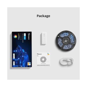 GloboStar® 80098 SONOFF L3-5M RGB Smart LED Strip Light WiFi 2.4GHz 90 SMD/M 5050 5m Roll & Power Adapter DC 5V Max 10W