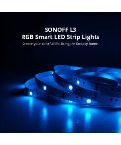 GloboStar® 80098 SONOFF L3-5M RGB Smart LED Strip Light WiFi 2.4GHz 90 SMD/M 5050 5m Roll & Power Adapter DC 5V Max 10W