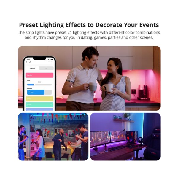 GloboStar® 80098 SONOFF L3-5M RGB Smart LED Strip Light WiFi 2.4GHz 90 SMD/M 5050 5m Roll & Power Adapter DC 5V Max 10W
