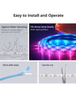 GloboStar® 80099 SONOFF L3-5M-PRO RGBIC Digital IC RGB Smart LED Strip Light WiFi 2.4GHz 90 SMD/M 5050 5m Roll & Power Adapter DC 5V Max 10W