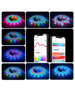 GloboStar® 80099 SONOFF L3-5M-PRO RGBIC Digital IC RGB Smart LED Strip Light WiFi 2.4GHz 90 SMD/M 5050 5m Roll & Power Adapter DC 5V Max 10W