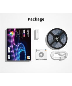 GloboStar® 80099 SONOFF L3-5M-PRO RGBIC Digital IC RGB Smart LED Strip Light WiFi 2.4GHz 90 SMD/M 5050 5m Roll & Power Adapter DC 5V Max 10W