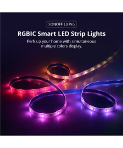 GloboStar® 80099 SONOFF L3-5M-PRO RGBIC Digital IC RGB Smart LED Strip Light WiFi 2.4GHz 90 SMD/M 5050 5m Roll & Power Adapter DC 5V Max 10W