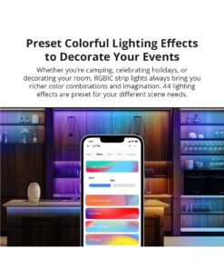 GloboStar® 80099 SONOFF L3-5M-PRO RGBIC Digital IC RGB Smart LED Strip Light WiFi 2.4GHz 90 SMD/M 5050 5m Roll & Power Adapter DC 5V Max 10W