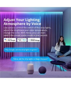 GloboStar® 80099 SONOFF L3-5M-PRO RGBIC Digital IC RGB Smart LED Strip Light WiFi 2.4GHz 90 SMD/M 5050 5m Roll & Power Adapter DC 5V Max 10W
