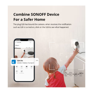 GloboStar® 80105 SONOFF S-CAM Slim Smart Home Security Camera WiFi 2.4GHz 1080P 130° Two Way Audio – Local & Cloud Storage – Nigh Vision – Motion Detection – Motion Alarm DC 5V 1A