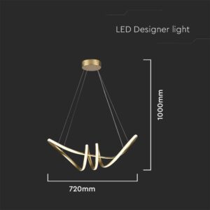 Κρεμαστό Φωτιστικό LED 24W Χρυσό V-TAC 3240lm Θερμό Λευκό 3000K – 8011