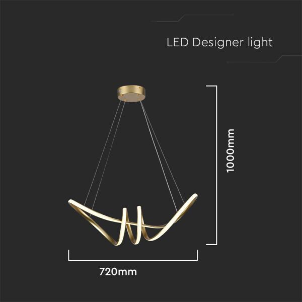 Κρεμαστό Φωτιστικό LED 24W Χρυσό V-TAC 3240lm Θερμό Λευκό 3000K – 8011