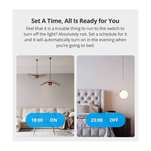 GloboStar® 80130  SONOFF T2EU1C-RF – 433MHz Wireless Smart Wall Touch Button Switch AC 100-240V Max 2A (2A/Way) 1 Way – RF Series