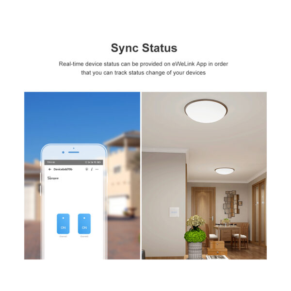 GloboStar® 80130  SONOFF T2EU1C-RF – 433MHz Wireless Smart Wall Touch Button Switch AC 100-240V Max 2A (2A/Way) 1 Way – RF Series