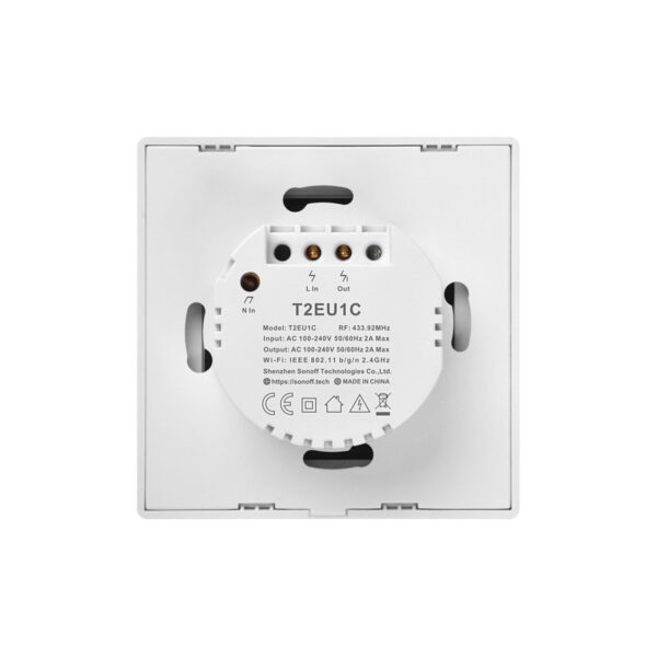 GloboStar® 80130  SONOFF T2EU1C-RF – 433MHz Wireless Smart Wall Touch Button Switch AC 100-240V Max 2A (2A/Way) 1 Way – RF Series