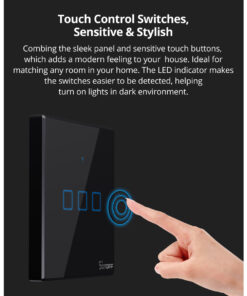 GloboStar® 80131 SONOFF T2EU2C-RF – 433MHz Wireless Smart Wall Touch Button Switch AC 100-240V Max 4A (2A/Way) 2 Way – RF Series