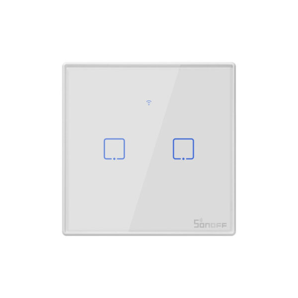 GloboStar® 80131  SONOFF T2EU2C-RF – 433MHz Wireless Smart Wall Touch Button Switch AC 100-240V Max 4A (2A/Way) 2 Way – RF Series