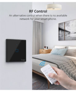 GloboStar® 80131 SONOFF T2EU2C-RF – 433MHz Wireless Smart Wall Touch Button Switch AC 100-240V Max 4A (2A/Way) 2 Way – RF Series