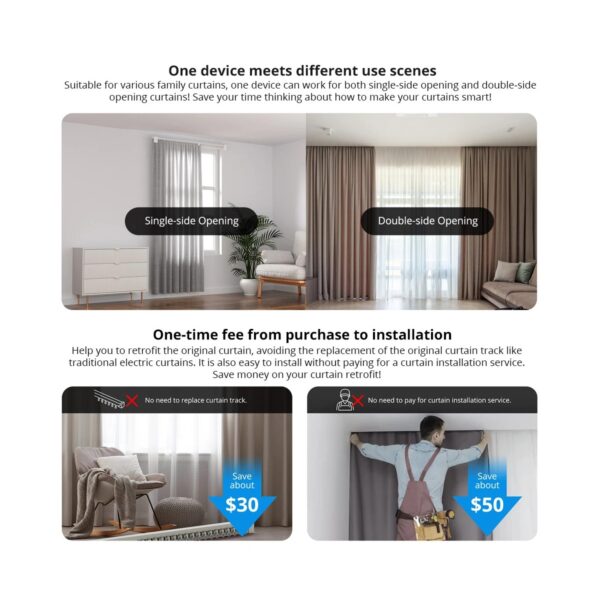 GloboStar® 80133 SONOFF ZBCurtain – Zigbee Smart Curtain Motor