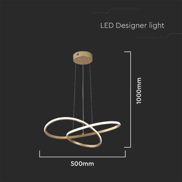 Κρεμαστό Φωτιστικό LED 20W Χρυσό V-TAC 2540lm Θερμό Λευκό 3000K – 8014