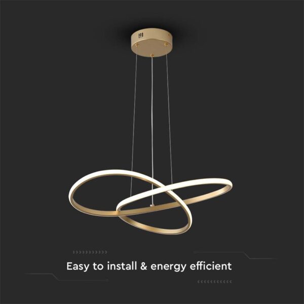 Κρεμαστό Φωτιστικό LED 20W Χρυσό V-TAC 2540lm Θερμό Λευκό 3000K – 8014