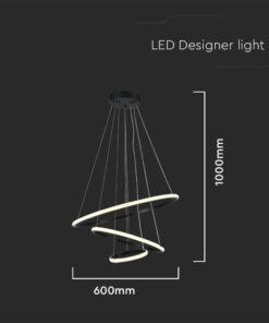 Κρεμαστό Φωτιστικό με 3 Κύκλους LED 32W Μαύρο V-TAC 3880lm Θερμό Λευκό 3000K – 8017