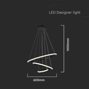 Κρεμαστό Φωτιστικό με 3 Κύκλους LED 32W Μαύρο V-TAC 3880lm Θερμό Λευκό 3000K – 8017