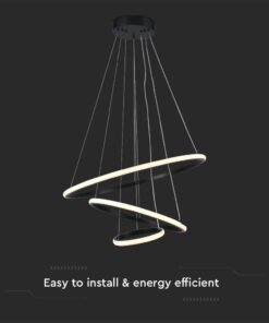 Κρεμαστό Φωτιστικό με 3 Κύκλους LED 32W Μαύρο V-TAC 3880lm Θερμό Λευκό 3000K – 8017