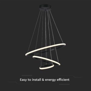 Κρεμαστό Φωτιστικό με 3 Κύκλους LED 32W Μαύρο V-TAC 3880lm Θερμό Λευκό 3000K – 8017