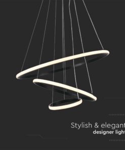 Κρεμαστό Φωτιστικό με 3 Κύκλους LED 32W Μαύρο V-TAC 3880lm Θερμό Λευκό 3000K – 8017