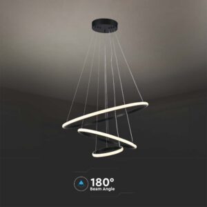 Κρεμαστό Φωτιστικό με 3 Κύκλους LED 32W Μαύρο V-TAC 3880lm Θερμό Λευκό 3000K – 8017
