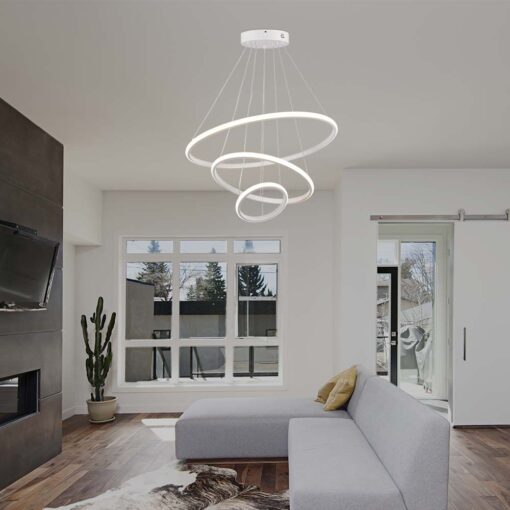 Κρεμαστό Φωτιστικό με 3 Κύκλους LED 32W Λευκό V-TAC 3880lm Θερμό Λευκό 3000K – 8018